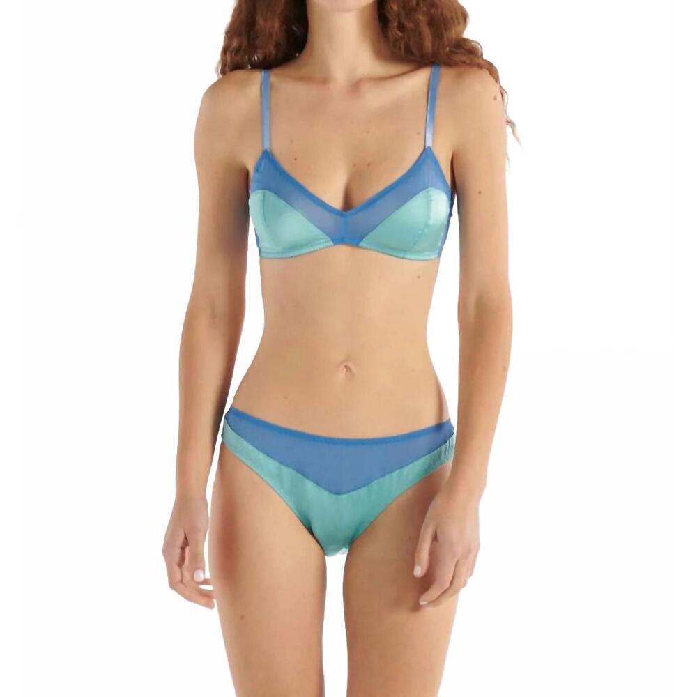 Teal & Blue Sheer Panel Bra - Women's Intimates